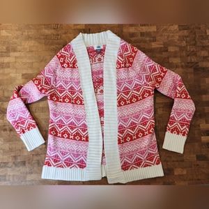 Old Navy Red and Pink Patterned Cardigan